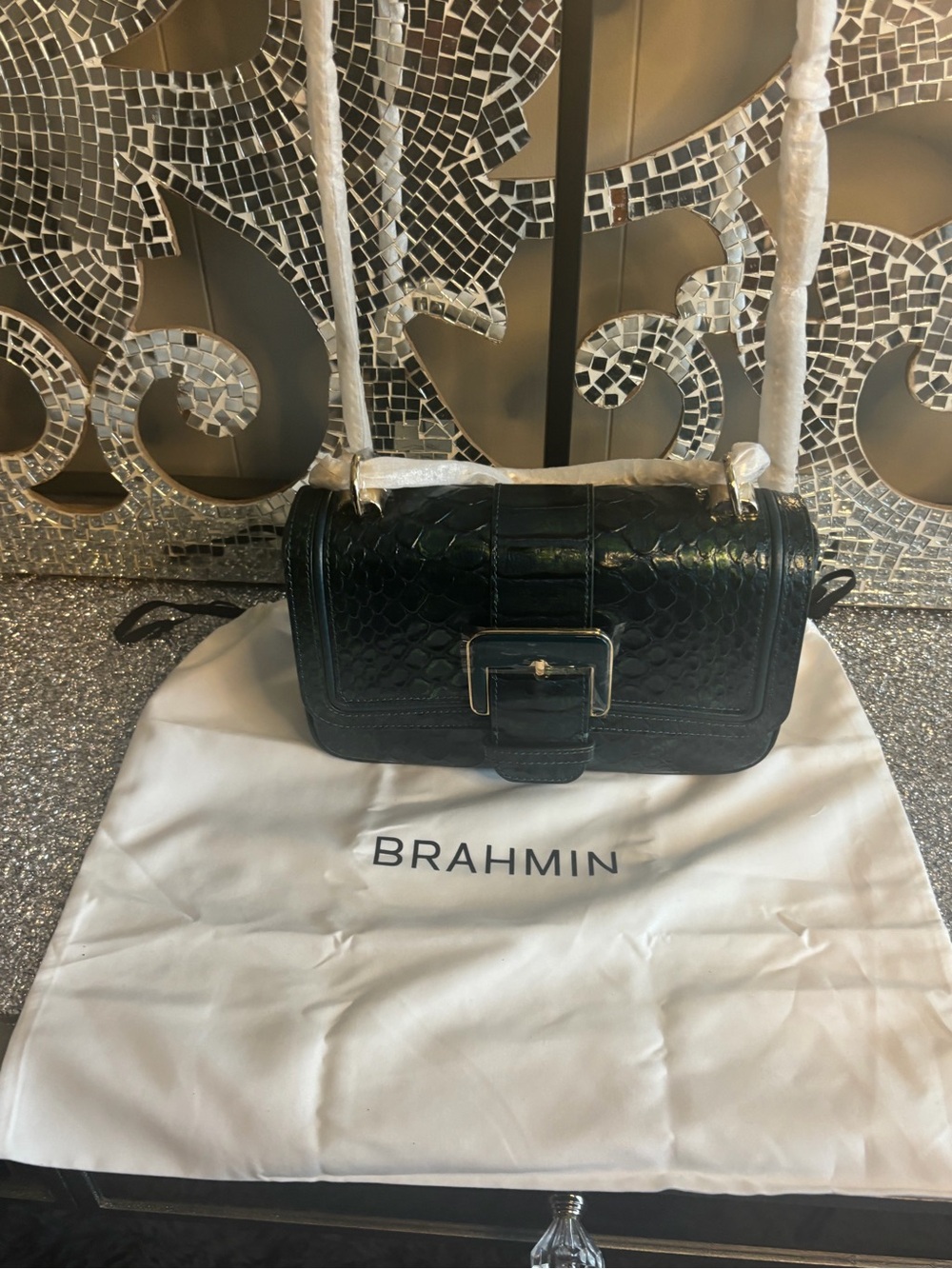 ⭐️Brahmin Rosa Evergreen Kalopsia Shoulder Bag with Buckle Detail - Picture 9 of 12